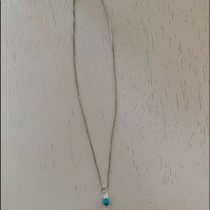 Stella & Dot Silver Necklace with Turquoise Bead
